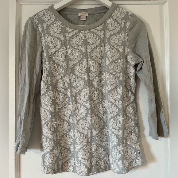 EUC Sage Green J Crew Embroidered Top - Picture 1 of 5